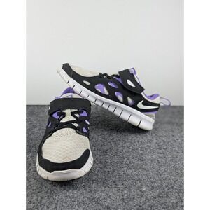 Nike Free Run 2.0 Black Purple Youth Size 3Y Running Shoes Sneakers DA2689-101